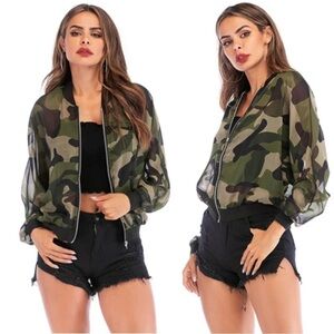 Roly Poly Green Camo Print Full Zip Long Sleeve Ja